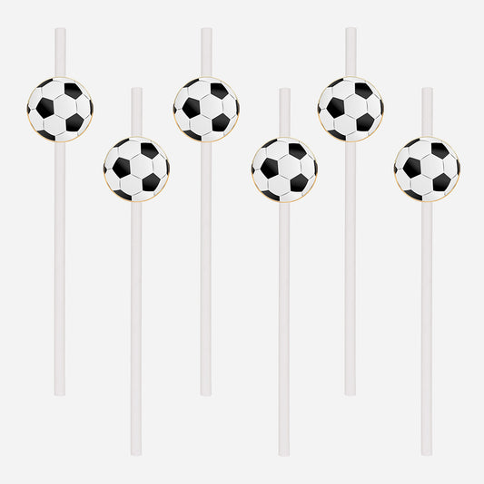 Set of football straws for a birthday table decoration