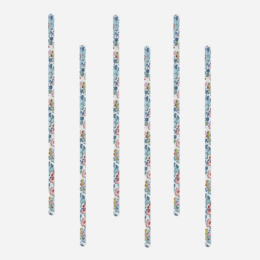 Liberty pattern straws for wedding table or girl's baby shower