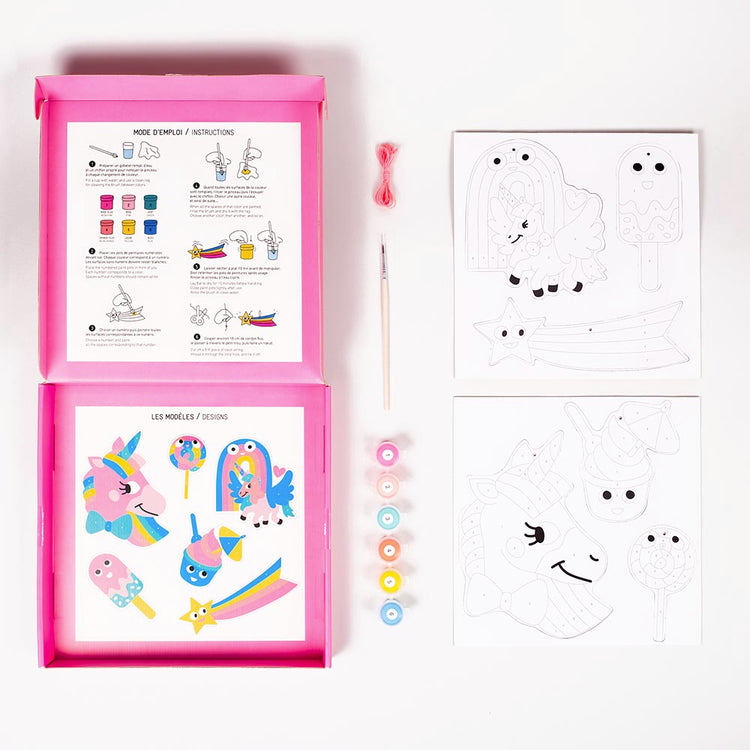 Paint box thème licorne OMY avec numéro pour atelier DIY enfant