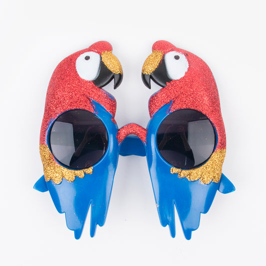 Sequined parrot glasses to dress up for a tropical evening