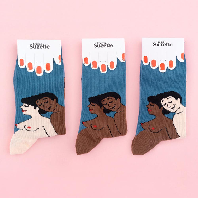 3 pairs of Coucou Suzette future parents socks to offer
