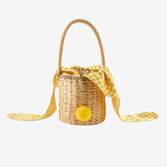 Idee pour chasse aux oeufs paques : panier tete de lapin en osier