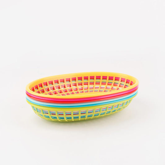 Multicolored baskets perfect for a picnic or children's birthday table