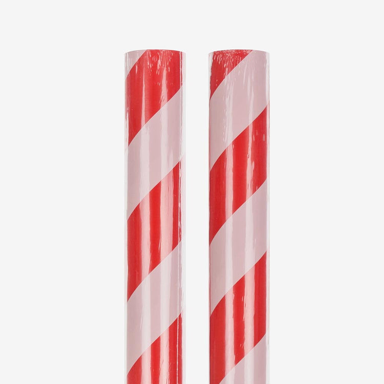 Classic red and white striped Christmas wrapping paper