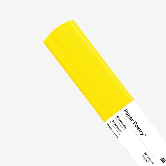Lot De 5 Rouleaux Papier Crépon Jaune - 4,5cm X 25m - Pour Décoration Fête, Mariage, Anniversaire, Artisanat
