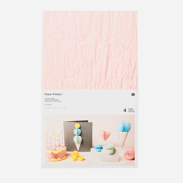 Rico Design brand pastel colored honeycomb paper