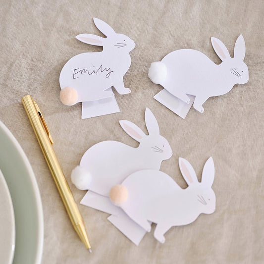 Marque place lapin blanc : decoration anniversaire animaux de la ferme