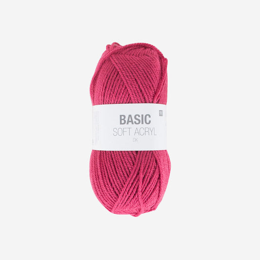 Ovillo de lana rosa fucsia de punto, creación de decoración