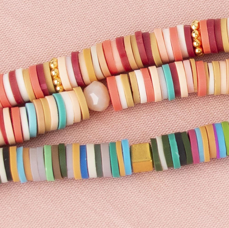 Kit atelier créatif fille bracelets en perles heishi couleur caramel