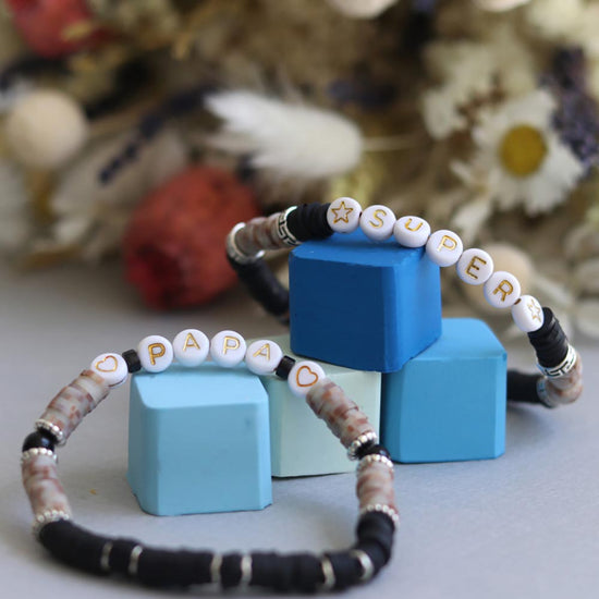 Bracelet à personnaliser perles heishi papa à offrir ou pour soi-même