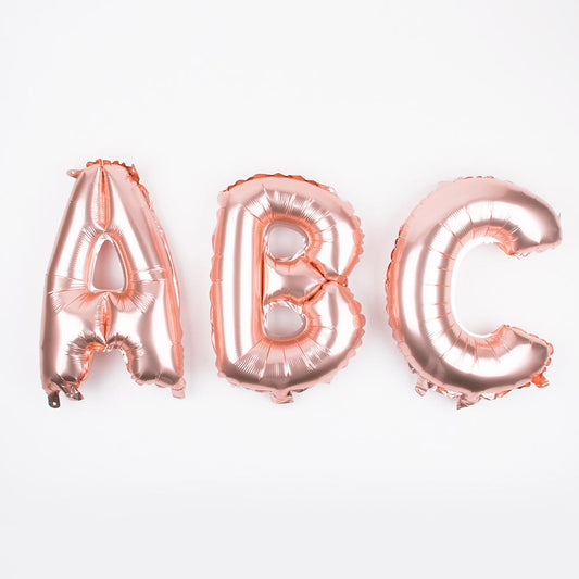 Globo con letras de oro rosa para decoración de cumpleaños, boda o baby shower de niña.