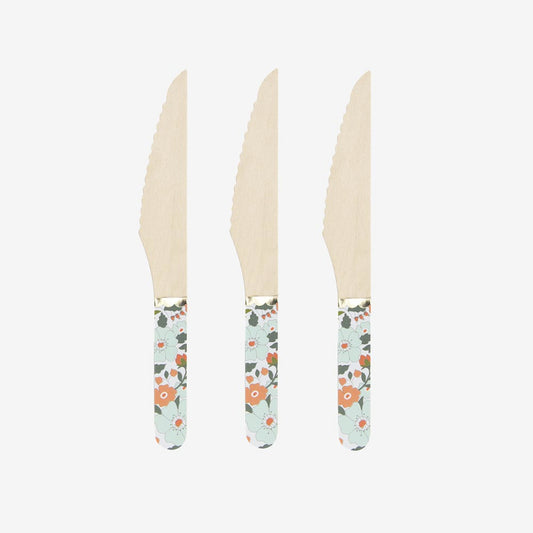 Reusable tableware: 8 small wooden knives with liberty motif