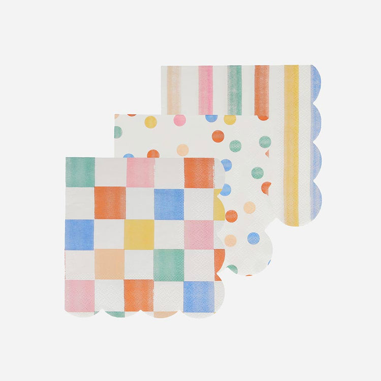 16 petites serviettes en papier colorés pour decoration de table fête