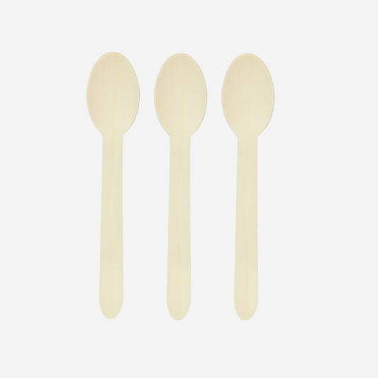 Party table: 8 small natural wooden spoons for your party table