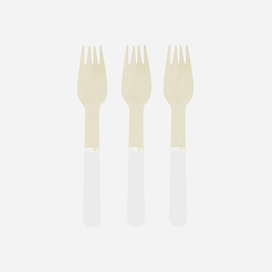 Set de fourchettes en bois blanc pour deco anniversaire enfant