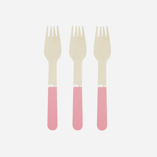 Tenedores de madera rosa neón para decoración de cumpleaños de niña y baby shower