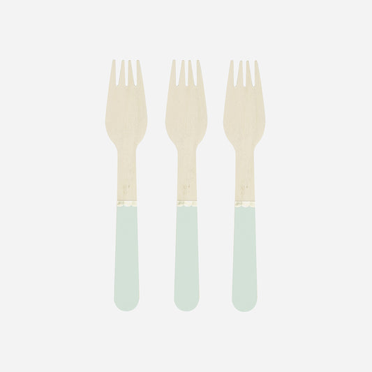 Table de fête : 8 fourchettes en bois vert pastel pour votre table de fete