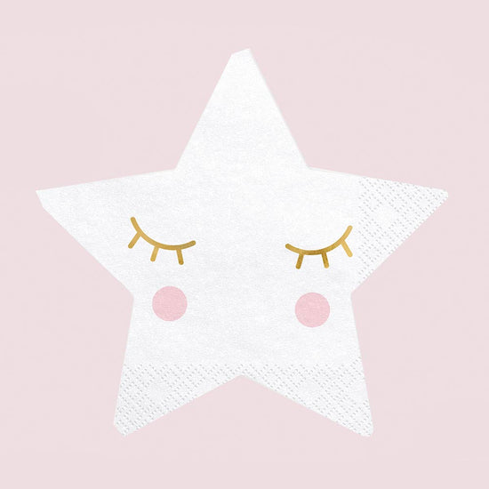 Décoration anniversaire 1 an, décoration baby shower : serviettes étoiles kawaii