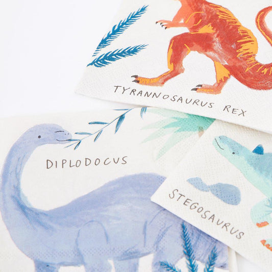 16 serviettes dino parfaites pour une table d'annniversaire dinosaures