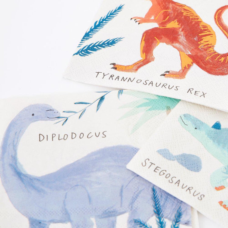 16 servilletas de dinosaurios perfectas para una mesa de cumpleaños de dinosaurios