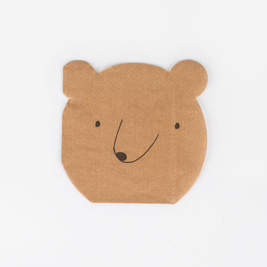 Small bear head napkins for a child's birthday cute animals.