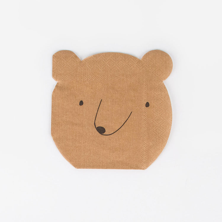 Petites serviettes tête d'ours pour un anniversaire efant animaux mignons.