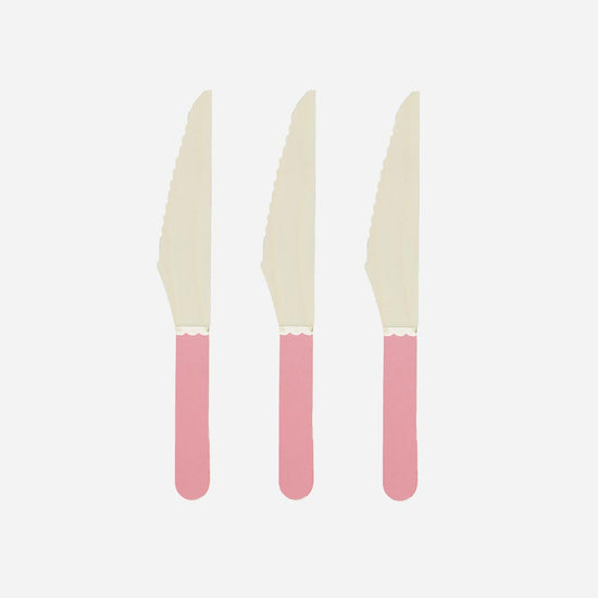 Couteau en bois rose néon pour décoration anniversaire et baby shower fille