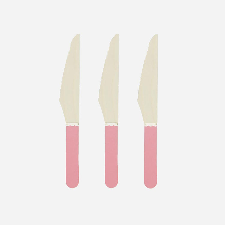 Couteau en bois rose néon pour décoration anniversaire et baby shower fille