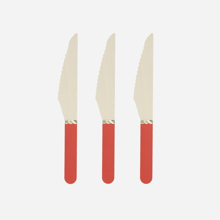 Vaisselle anniversaire - 8 petits couteaux en bois rouge - Couverts en bois  fête anniversaire, mariage, baby shower