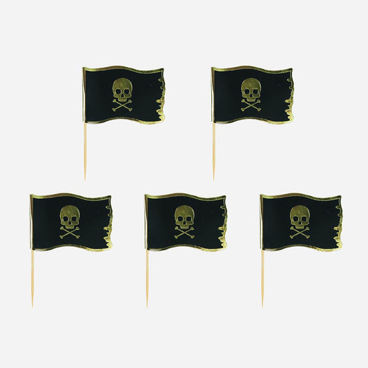 6 cake toppers: 6 pirate flags for birthday cake decoration
