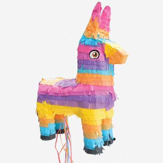 Piñata burro multicolor colores llamativos para cumpleaños infantil