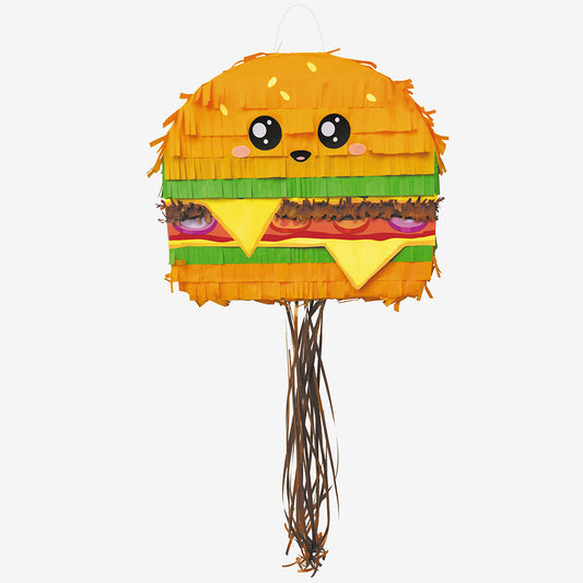 Pignatta hamburger kawaii perfetta per il gioco di compleanno di un bambino
