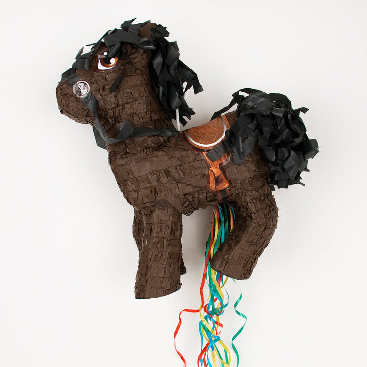 Pinata anniversaire forme de cheval pour fete theme cow-boy.