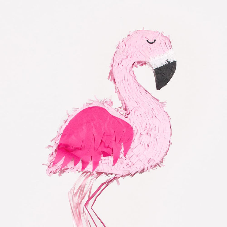 Pink flamingo pinata for children's birthday or tropical party.