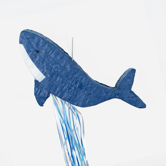Whale pinata for marine animal themed birthday party