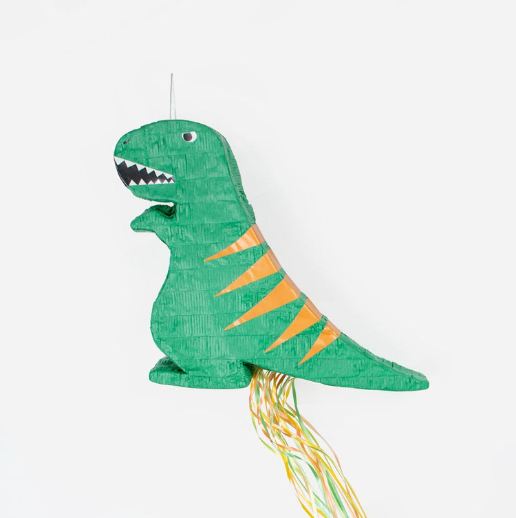 Piñata dino t-rex para el tema de dinosaurio de animación de cumpleaños de niños