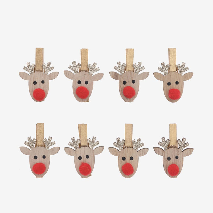 Rudolf the reindeer wooden clothespin: Christmas decoration and advent calendar