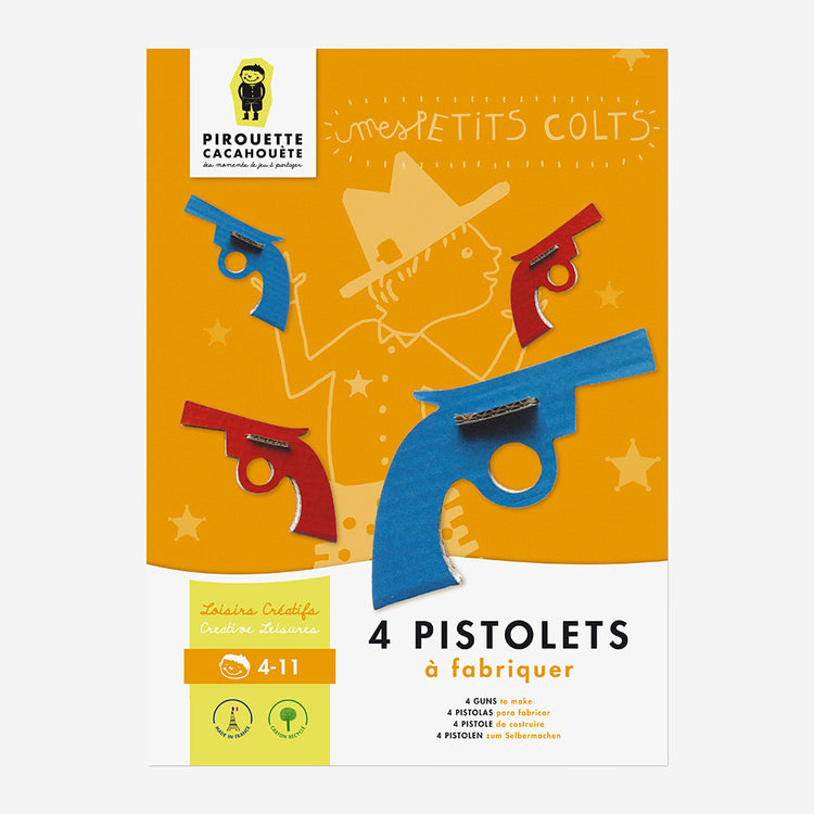 Kit loisirs créatifs : 4 Pistolets à fabriquer en carton anniversaire garçon 