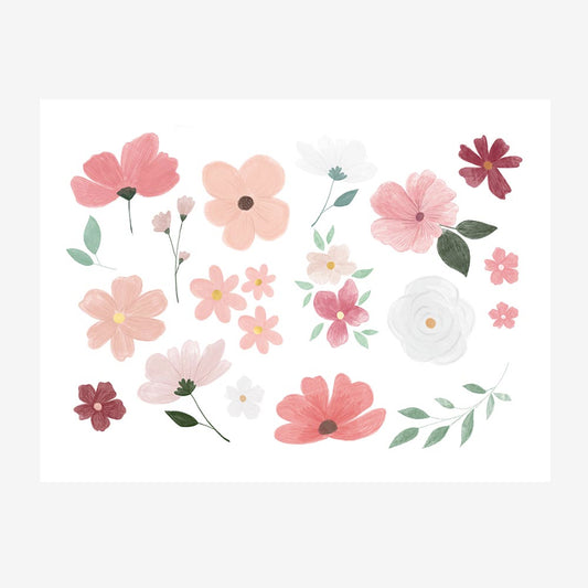 Tatouages ephemeres fleurs rose pour pochette cadeau anniversaire 