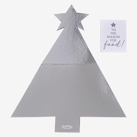 Bandeja en forma de árbol de Navidad para decoración de mesa navideña plateada