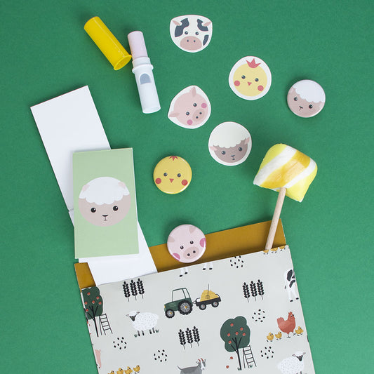 Kit de bolsa sorpresa para invitados para cumpleaños con temática de granja