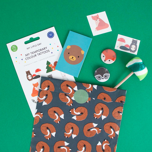 Surprise bag kit for children's birthday animals of the forest