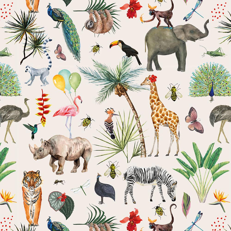 Motif des pochettes en papier animaux de la jungle