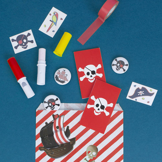 Kit de bolsa sorpresa para invitados para cumpleaños con temática pirata