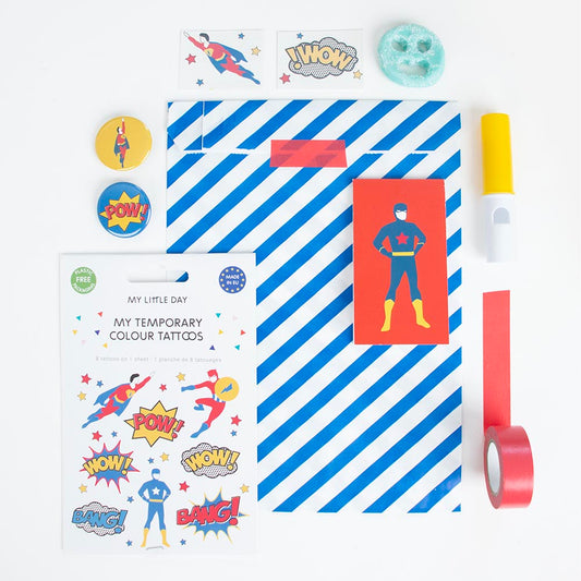 Kit surprise bag for birthday boy theme super heroes