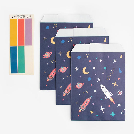 Tema de astronauta: 6 bolsas de regalo de espacio de cumpleaños My Little Day