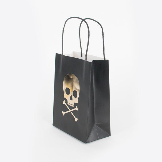 4 skull gift bags for pirate birthday party favors