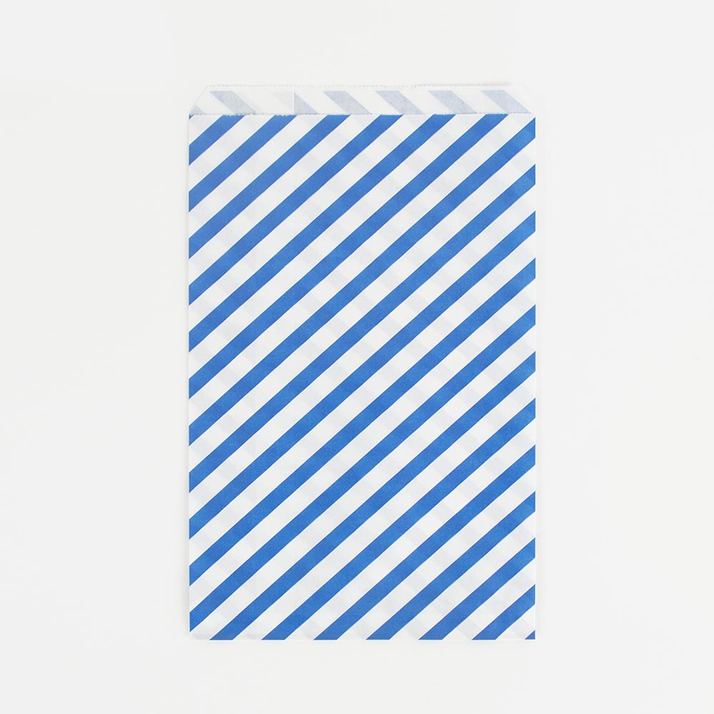 Blue and white striped pouch for boy's birthday