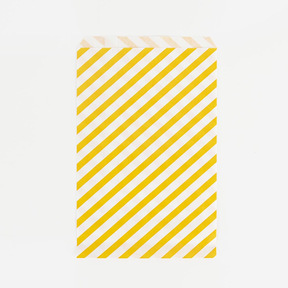Children's birthday party: yellow and white striped pouches