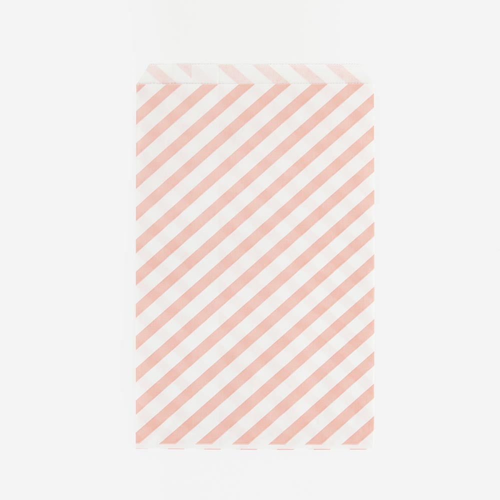 Pastel pink striped pouches for birthday girl